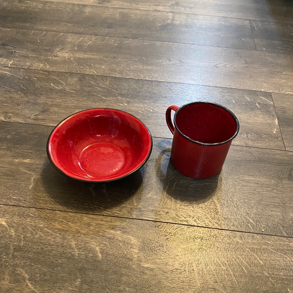 Set of Primitive Metal Cup & Bowl‎